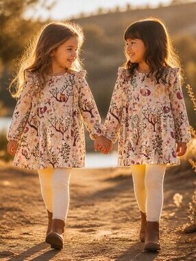Garanimals Cream Long Sleeve Tee with Floral & Bird Print